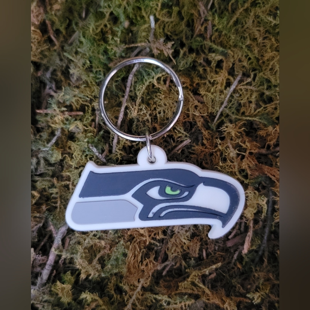 Seattle Seahawks 2" Keychain, NFL Rubber Seahawks Logo - Picture 2 of 5